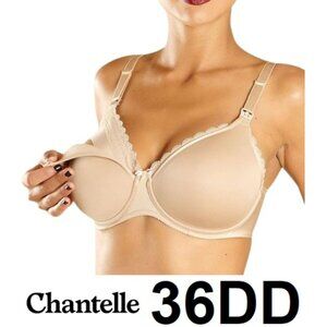 Women's Chantelle Merci Unlined Underwire Nursing Bra Size 36DD Perfect Nude